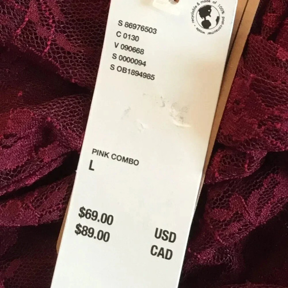 NWT Kimchi Blue Sydney Off-The-Shoulder Mini Dress Rose  Bourgogne Sz L - Picture 5 of 9